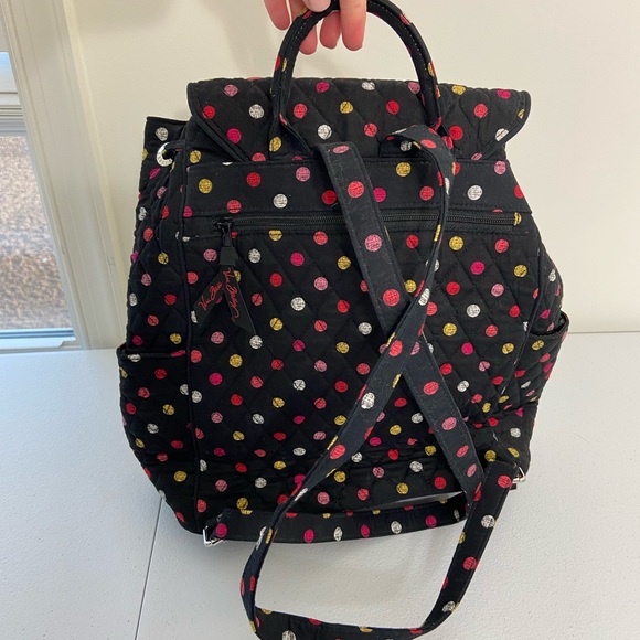 NWOT Vera Bradley black‎ Havana dot patterned drawstring magnetic backpack bag main image 6